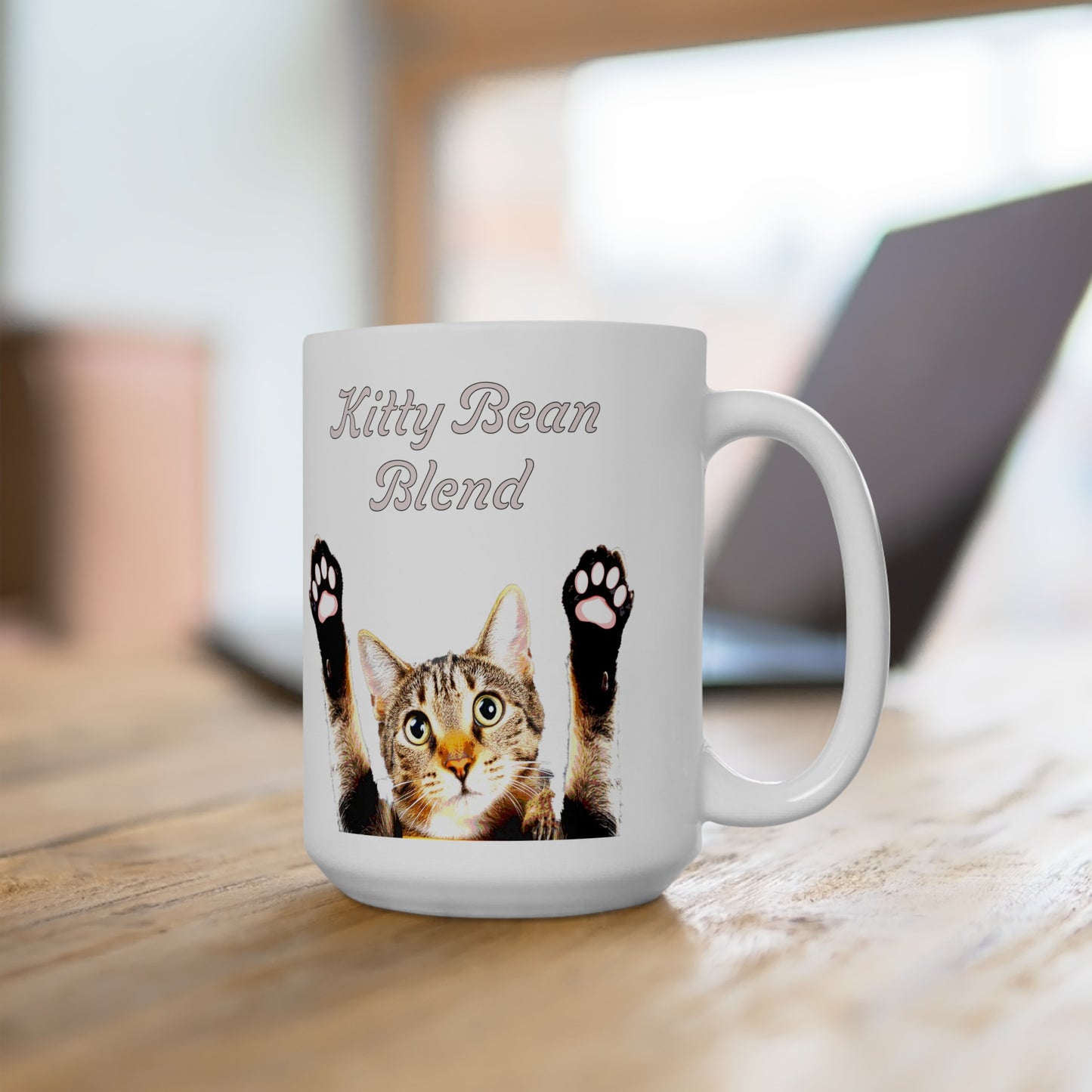 Kitty Bean Blend Ceramic Mug, (11oz or 15oz)